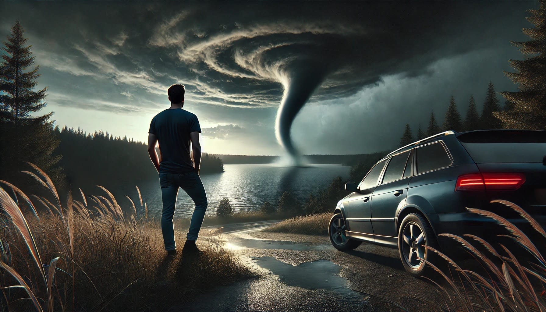 Man Looking At A Storm